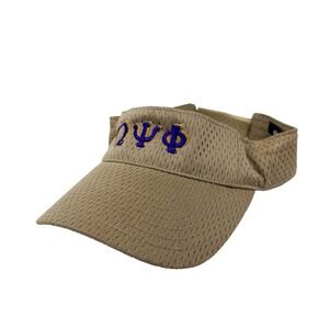 VTG Omega Psi Phi Fraternity Visor Hat Cap Adjustable Strapback Tan College
